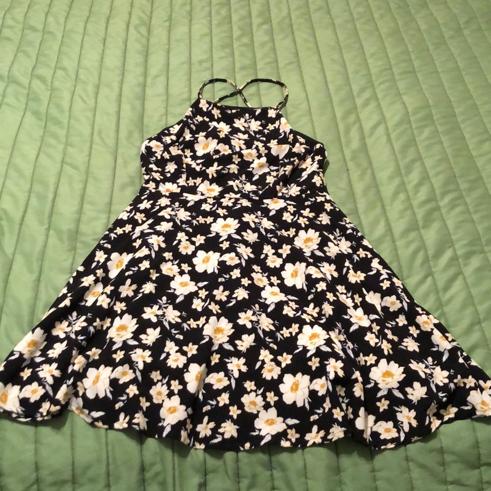 Black dress with flower designs